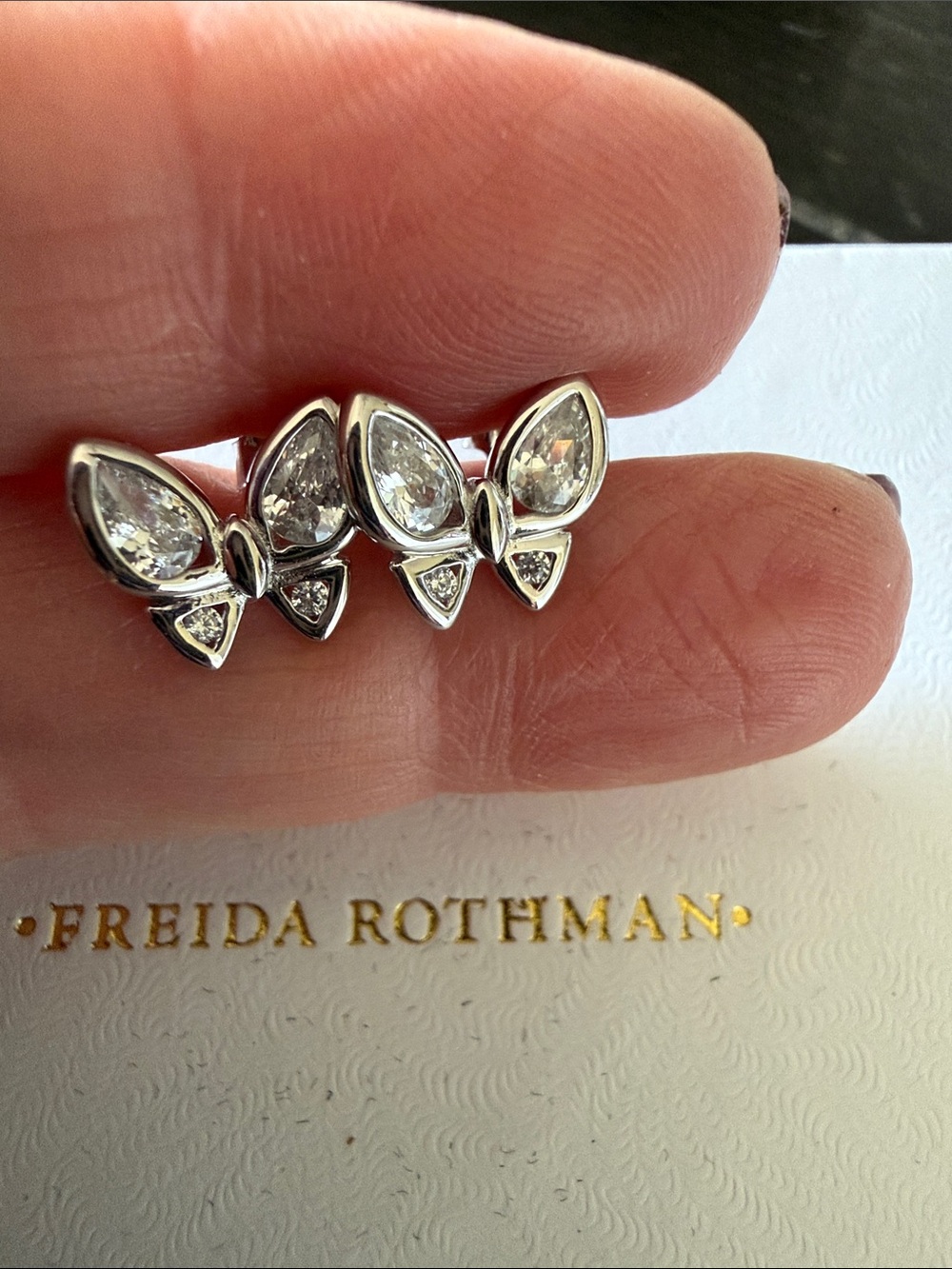 Freida Rothman Sterling Silver Butterfly Stud Earrings